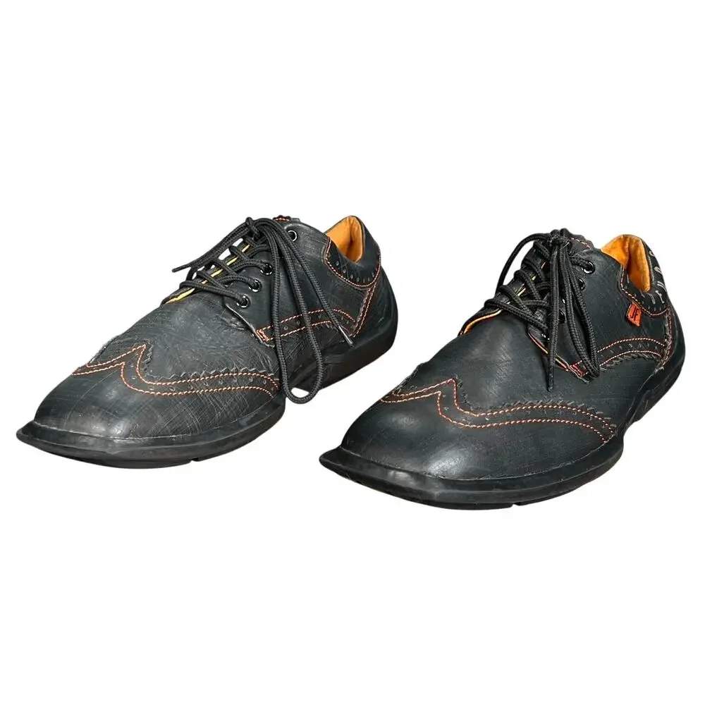 John Fluevog Men’s Charles Future Angel Black Brogue Wingtip Shoe Size US 12